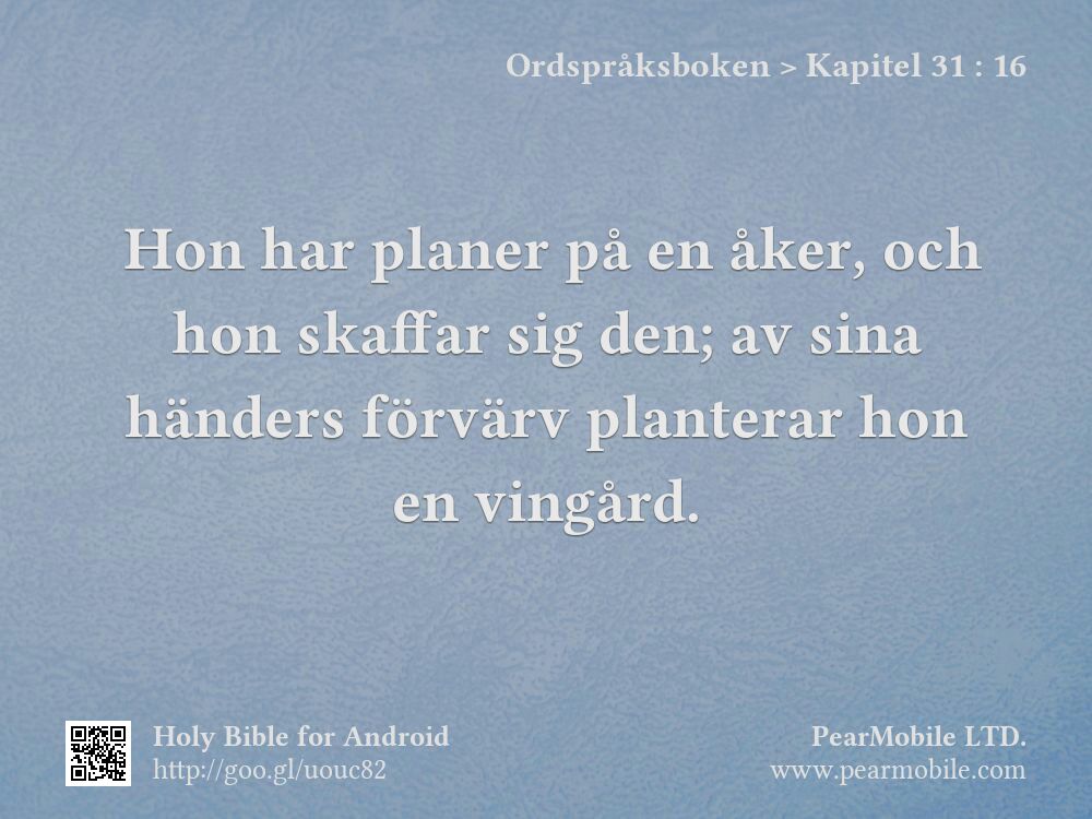Ordspråksboken, Kapitel 31:16